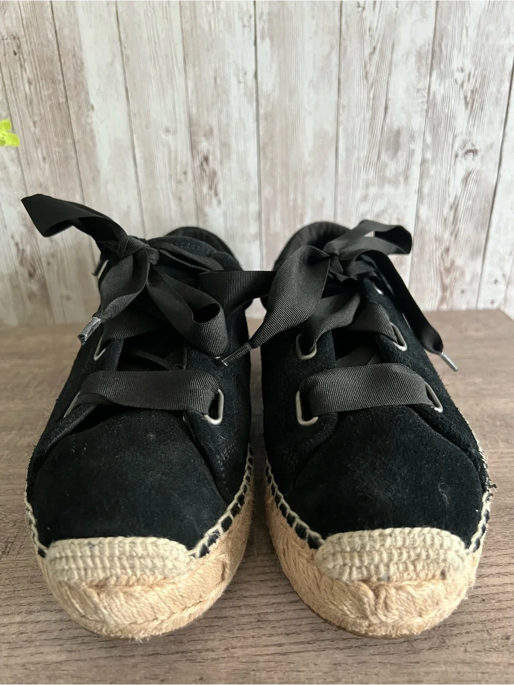 UGG Brianna Black Suede Espadrille Platform Sneakers Size 10